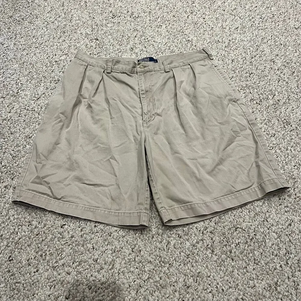 Polo Ralph Lauren Tyler Pleated Chino Shorts Mens 36 Preppy Cotton Casual